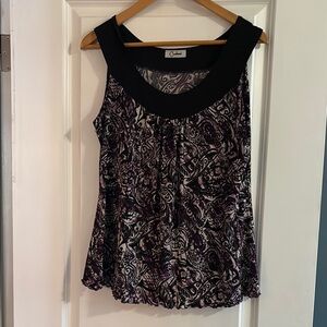 Chico's Black and Purple Patterned Women's Top